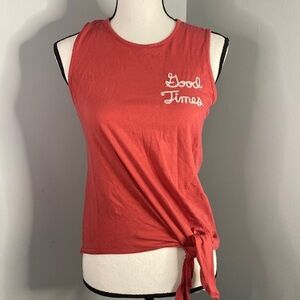 Junk Food Disney Pink Coral Good Times Summer Tie Tank Top